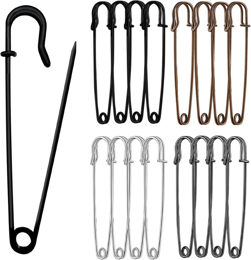 Urmspst Large Safety Pins Pack of 16 for Clothes, Leather, Canvas, Blankets, Crafts, Skirts, Kilts - Extra Large, Heavy Duty (Colorful) - Image 1
